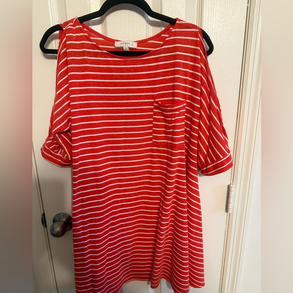 Umgee Red and White Striped Top